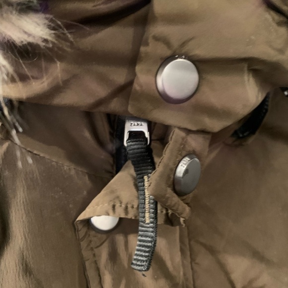Zara Trafaluc Parka Coat Brown Fur Hood - Picture 6 of 9